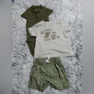 0-3 month - Carter's Green Baby Outfit 3pc